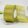 Sparkling metallic gold glitter ribbon roll for elegant gift wrapping and DIY crafts - Super Wide Short Roll / Gold