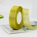 Sparkling gold glitter metallic ribbon roll for elegant gift wrapping and cake packaging - Wide Version Short Roll / Gold
