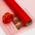 Vibrant red organza fabric roll for DIY flowers with decorative ribbon rose accent - Gauze Curtain / 50cmx4.5m / Red