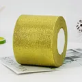 Sparkling gold metallic glitter ribbon roll for elegant gift wrapping and DIY crafts - Ultra Wide Short Roll / Gold