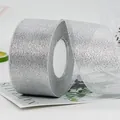 Sparkling silver glitter ribbon roll for elegant gift wrapping and DIY crafts decor - Super Wide Short Roll / Silver
