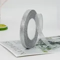 Sparkling silver glitter metallic ribbon roll for elegant gift boxes and cake packaging - Narrow Style Short Roll / Silver