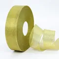 Sparkling gold metallic ribbon roll for luxury gift wrapping and wedding decoration - Extra Wide Long Roll / Gold
