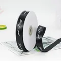 Black satin ribbon roll with white Just for You print for gift wrapping and DIY crafts - Black