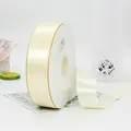 Rotolo di nastro di raso in poliestere avorio 4cm per regali e fiori decorativi - Beige