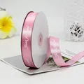 Pink satin ribbon roll with Just for you print and heart pattern for gift wrapping - Medium Pink