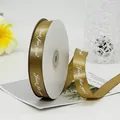 Golden satin ribbon roll with white Just For You printed text for gift wrapping - Champagne Gold