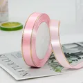Cinta de satén rosa con borde dorado, 1,5cm de ancho, para envolver regalos elegantes - Rosa