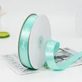 Mint green 2cm satin ribbon with white Just for you print for gift packaging - Teal Blue