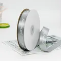 Grey satin ribbon roll with white Just for you print for gift wrapping and DIY crafts - Gray