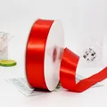 Roll of bright red single face satin polyester ribbon for gift wrapping and wedding decor - Extra Wide Single Faced High Density Long Style