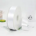 Rouleau de ruban de satin de polyester blanc pur de 4cm pour emballage cadeau - Blanc Blanchi