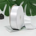 Roll of premium white satin ribbon on paper spool for gift wrapping and DIY crafts - Width 4cm / Length 91m / White