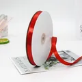 Single roll of glossy red satin polyester ribbon for gift wrapping and wedding decor - Narrow Long Red Satin Ribbon