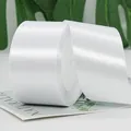 Premium white satin ribbon roll with smooth finish for gift wrapping and decoration - Width 5cm / Length 22m / White
