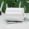 Glossy white decorative ribbon on a spool for gift wrapping and textile crafts - Width 0.3cm / Length 800m / White