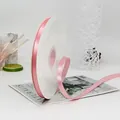 1cm roze satijnen polyester lint op rol voor cadeauverpakking en bloemdecoratie - Standaard Lange Spoel / Middelroze