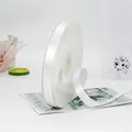 Roll of 1.5cm high-density white satin polyester ribbon for elegant gift wrapping - 1.5cm x 91m / Bleached White
