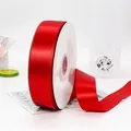 Rouleau de ruban de satin rouge en polyester de 4cm pour emballage cadeau de luxe - Rouge