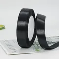 Elegant black satin ribbon roll with smooth texture for gift wrapping and DIY crafts - 1 Roll (Approx 22 Meters) / Width / Black