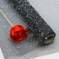 Black snow dot mesh roll for floral DIY bouquets and elegant gift wrapping decoration - Snow Point Yarn / Black