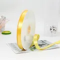 Single-sided bright yellow satin ribbon roll 1.5cm width for gift box wrapping - 1.5cm x 91m / Light gold