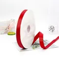Vibrant red grosgrain ribbon roll with ribbed texture for gift and flower packaging - 2cm Wide 91m Long / Dark Red