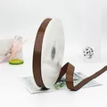 Brown grosgrain ribbon roll on a white spool for premium gift and cake packaging - 2cm Wide 91m Long / Dark Coffee