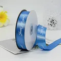Blue satin ribbon roll with white Just for you print and heart for gift wrapping - Just For You / 2.5cm x 45m / Lake Blue (36#)