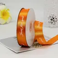 Orange satin ribbon with white Just for you print on a roll for gift wrapping - Just For You / 2.5cm x 45m / Orange (151#)