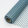 Blue hexagonal snowflake dot mesh fabric roll for DIY flower bouquet wrapping and crafts - Smoky Blue