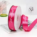 Magenta satin ribbon with white Just for you print on spool for gift wrapping - Just For You / 2.5cm x 45m / Rose Red (14#)