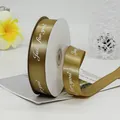 Golden satin ribbon roll with Just for you print for elegant gift and flower packaging - Just For You / 2.5cmx45m/Roll / Champagne Gold