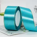 Ruban de satin bleu cyan de 4cm avec bords dorés pour emballages de cadeaux de luxe - Bleu sarcelle