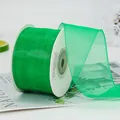 3.8cm emerald green chiffon ribbon roll for gift wrapping and floral bouquets 25 yards - Green