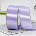 Ruban de satin violet lavande avec bordure dorée pour décoration de cadeaux - Mauve Clair