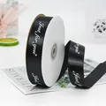 25mm black satin ribbon with white Just for you print and heart for gift wrapping - Just For You / 2.5cmx45m/Roll / Black