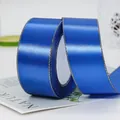 Ruban de satin bleu foncé avec bords dorés pour boîtes cadeaux et décoration - Bleu saphir