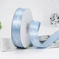 Light blue 2.5cm satin ribbon roll with white Just for you print for gift wrapping - Just For You / 2.5cmx45m/Roll / Aqua