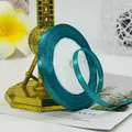 Peacock blue satin ribbon roll with gold metallic edge for gift wrapping decoration - 47# Peacock Blue