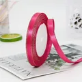 Rollo de cinta de raso rojo rosa con bordes dorados para envolver regalos y manualidades - Rosa Rojo
