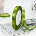 Grass green satin ribbon with gold trim edge for gift wrapping and DIY crafts - Army Green
