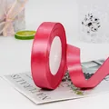 Rouleau unique de ruban de satin rose de 2 cm avec finition brillante pour cadeau - Rouge pastèque