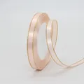 Peach pink satin ribbon with gold metallic edges for gift wrapping and hair accessories - Champagne