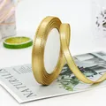 Champagne gold satin ribbon roll with metallic gold borders for gift wrapping - Champagne Gold