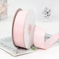 Pink and white striped grosgrain ribbon roll for elegant gift bouquet wrapping - Pink