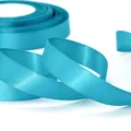 Teal blue polyester satin ribbon roll for elegant gift wrapping and DIY crafts decoration - Cyan Blue