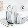 2.5cm grey and white striped grosgrain ribbon roll for gift wrapping and hair bows - Silver