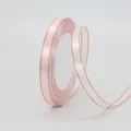 Pink satin ribbon roll with metallic gold edges for gift wrapping and hair accessories - Pink