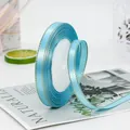 Light blue 1cm satin ribbon with gold stitched edges for gift wrapping or hair accessories - Sky Blue
